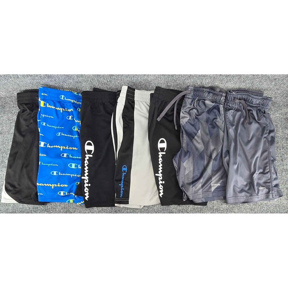 Lot of 7 Pair Athletic Shorts Kids Boys 10/12 Multicolor Champion Athletic Work